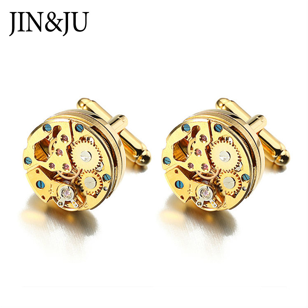 工厂现货批发法式轻奢袖扣男士圆形不锈钢机械机芯袖扣Cufflinks|ms