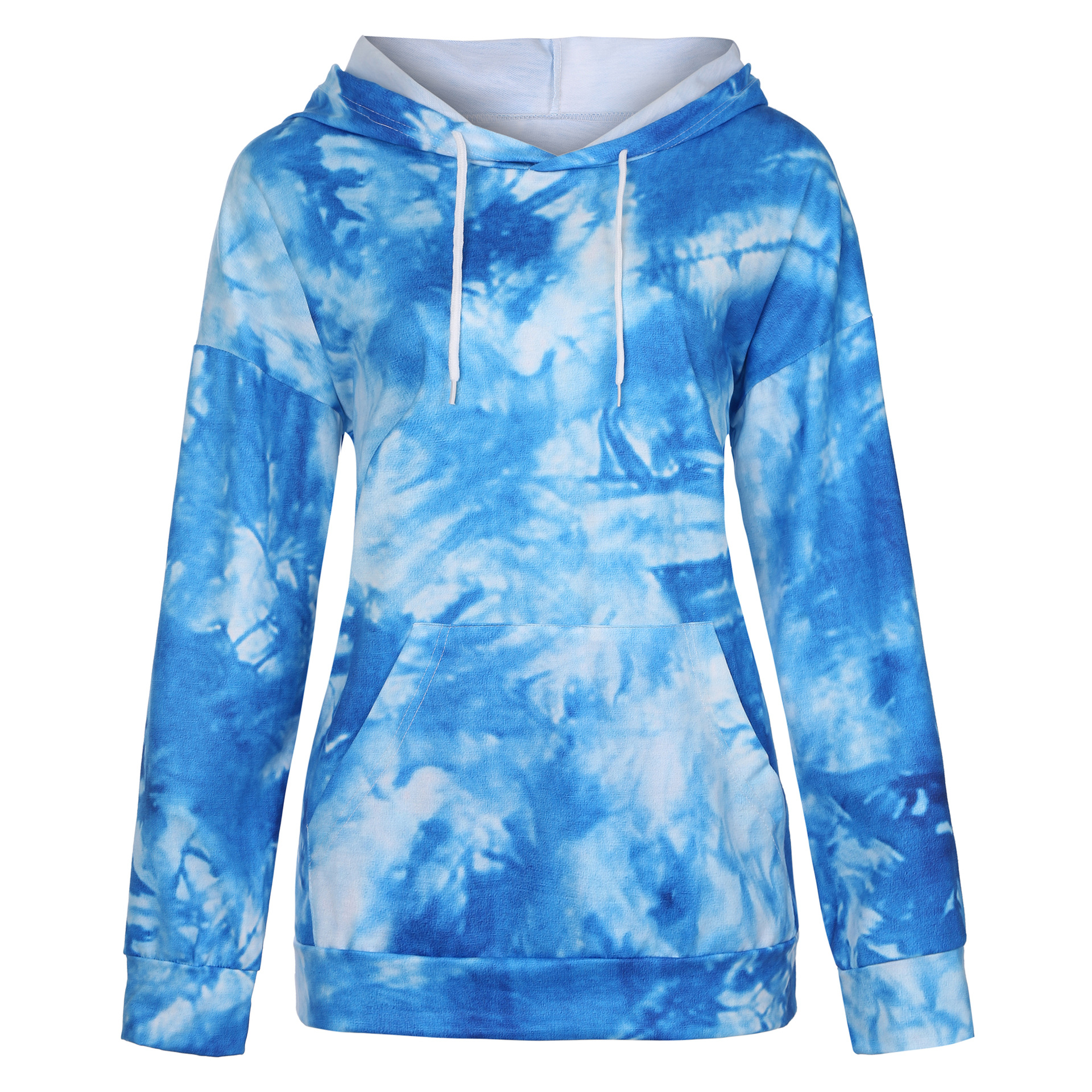 Loose Tie-Dye Printed Hooded Long-Sleeved Sweater NSYF1834