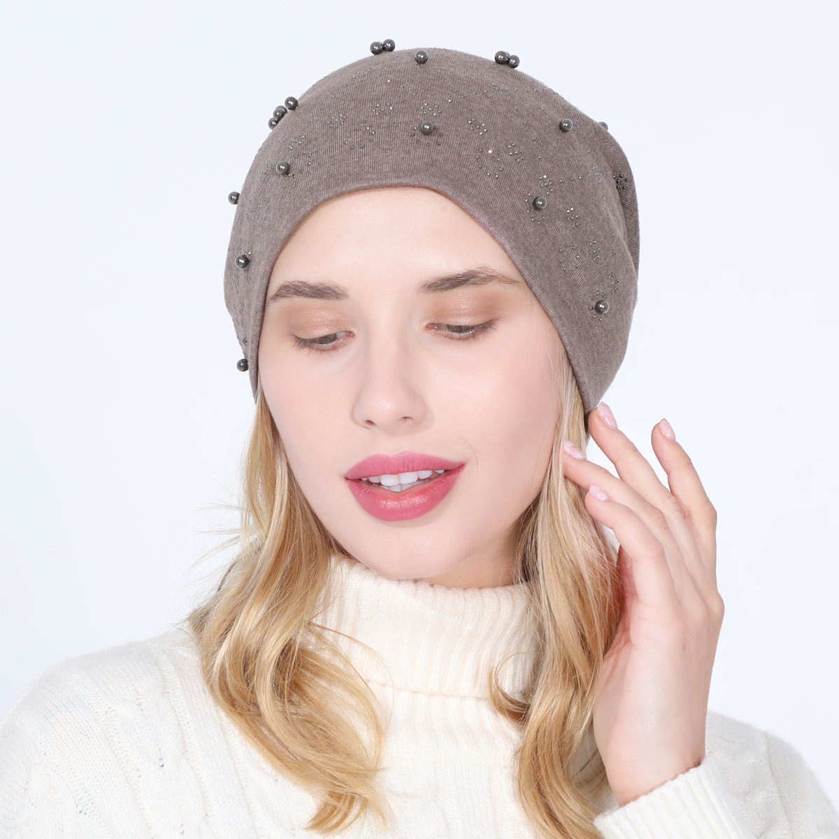 Pull à perles en coton Double couche pour femmes, ensemble de diamants chauds, à la mode, polyvalent, clair de lune chaud, nouvelle collection automne et hiver_voghion.com