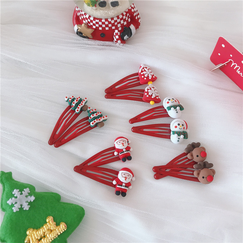 Hair Clip Hair Accessories Type 1 Piece Quantity Cartoon Style Christmas Tree Santa Claus Soft Glue Hair Clip 1 Piece
