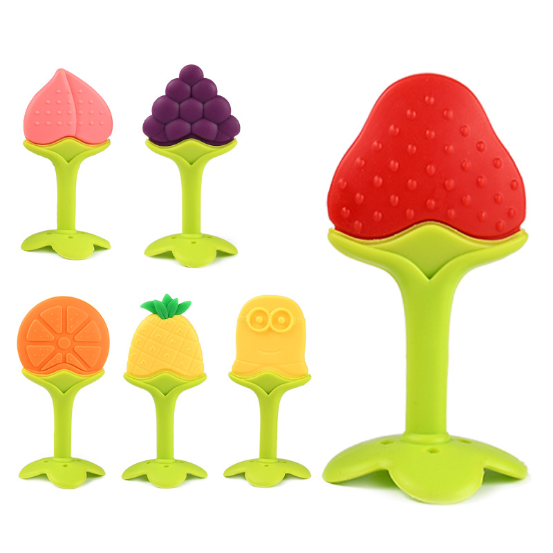 Baby Teether Baby Silicone Molar Stick Children's Stereo Strawberry Fruit Teether Baby Products