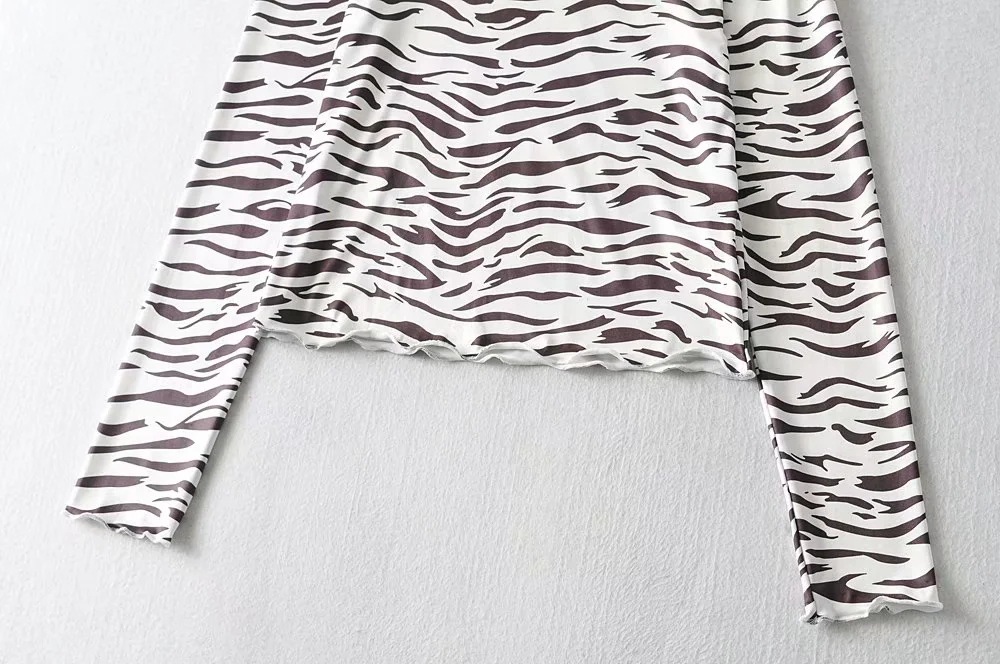zebra print bottoming shirt  NSHS39741