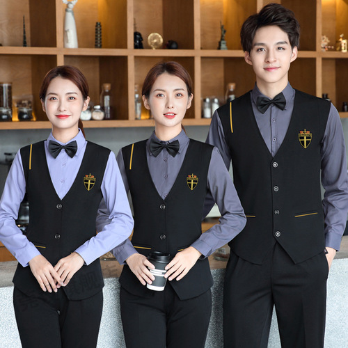 Bar KTV waiter work clothes vest for men, hotel catering, western restaurant, coffee shop work clothes, women's fake two-piece spring