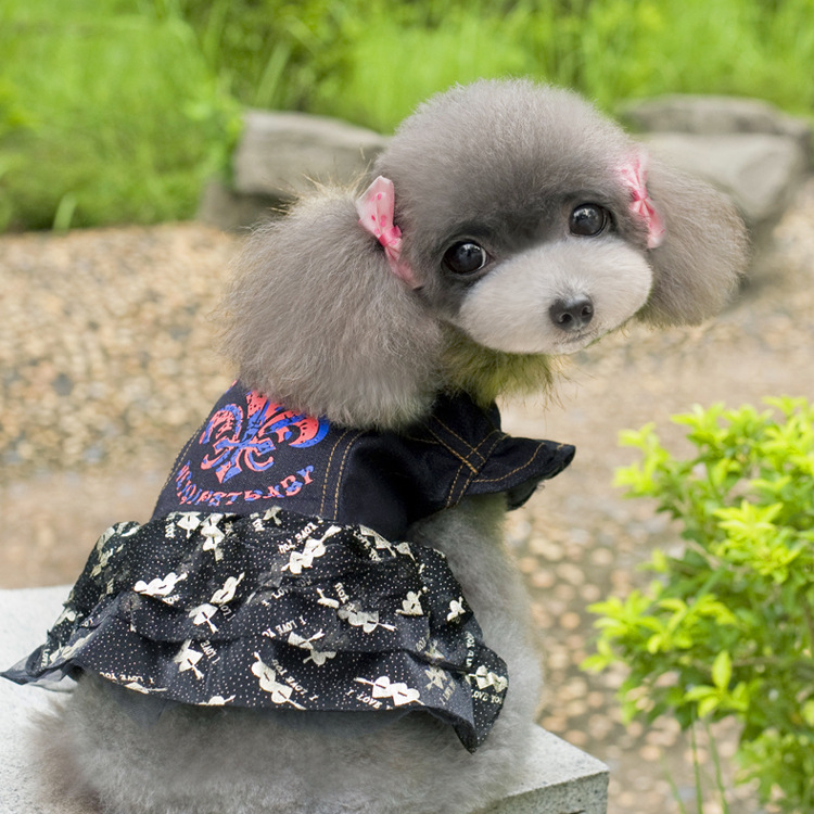 廠家自主研發寵物衣服 寵物秋裝 狗狗黑色牛仔連衣裙