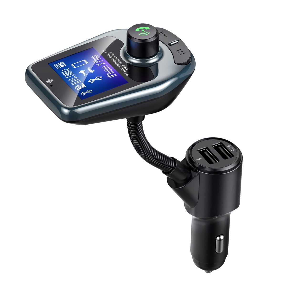 Reproductor de MP3 para coche D4, Bluetooth para coche 5.0 manos libres, transmisor FM, cargador para coche USB QC3.0
