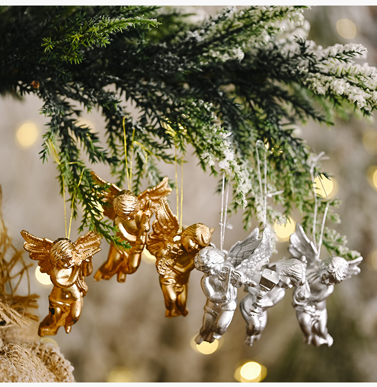 Gold And Silver Angel Pendant Christmas Tree Ornament display picture 8