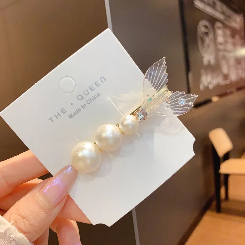 Plastic Material Geometric, Mermaid Pattern Fashion Geometric Mermaid Plastic Artificial Pearls Hair Clip 1 Piece