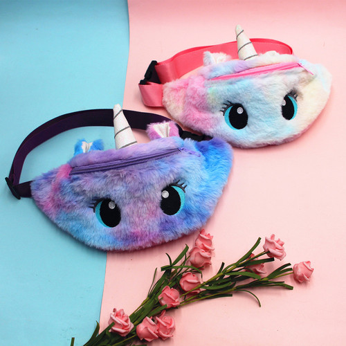 Cross-border Unicorn Cartoon Plush Shoulder Bag Little Girl Cute Big Eyes Waist Bag Kindergarten Children’s Crossbody Bag