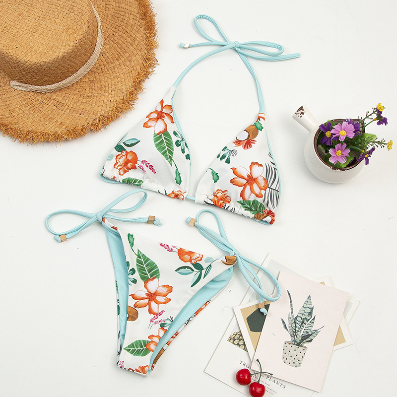 stripe printing split bikini  NSHL42455