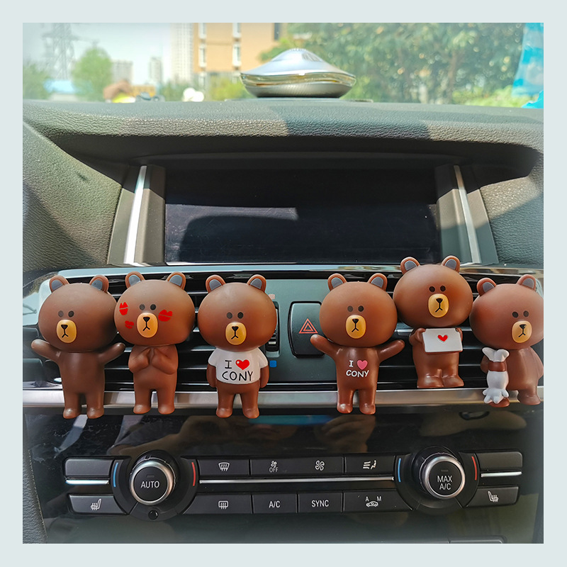 可愛卡通汽車香水小熊兔汽車空調出風口香水香薰汽車異味車載飾品