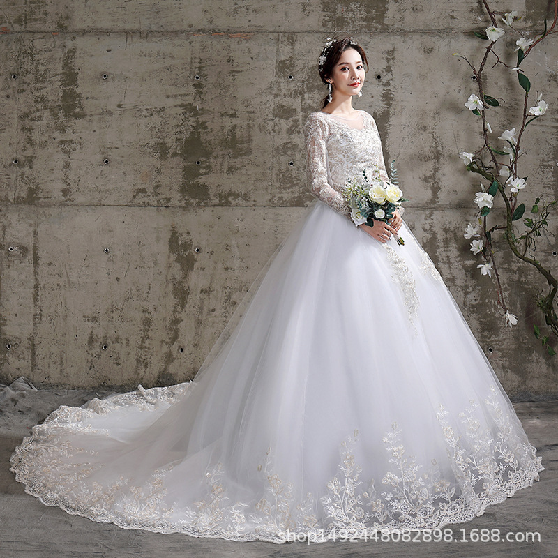 Suzhou Huqiu Wedding Dress 2026 New Model Bride Off-Shoulder Wedding Dress Real Shot White Trailing Wedding Dress Suzhou Huqiu Wedding Dress 2026 New Model Bride Off-Shoulder Wedding Dress Real Shot White Trailing Wedding Dress
