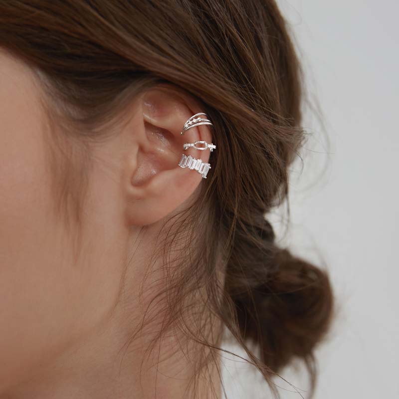Inlay Design 1 Piece IG Style Simple Style Geometric Inlay Copper Zircon Ear Cuffs