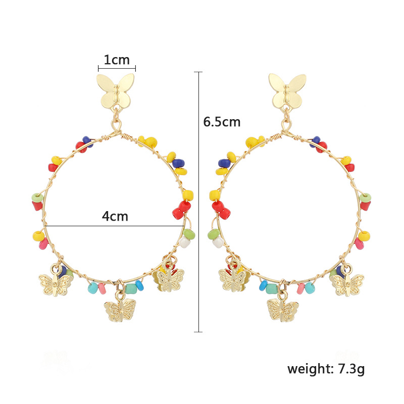 Pendientes Colgantes De Mariposa De Moda Exagerados Geométricos Grandes Círculos De Color Aretes De Cuentas De Arroz Al Por Mayor Nihaojewelry display picture 1