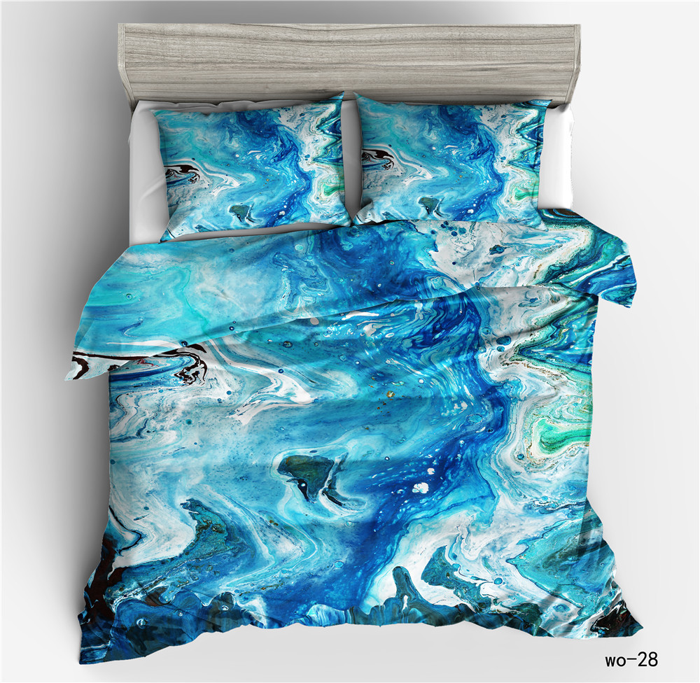 Housse de couette numérique en marbre moiré et taie d'oreiller pour la maison, housse de couette trois pièces, textile transfrontalier personnalisé Vio_voghion.com