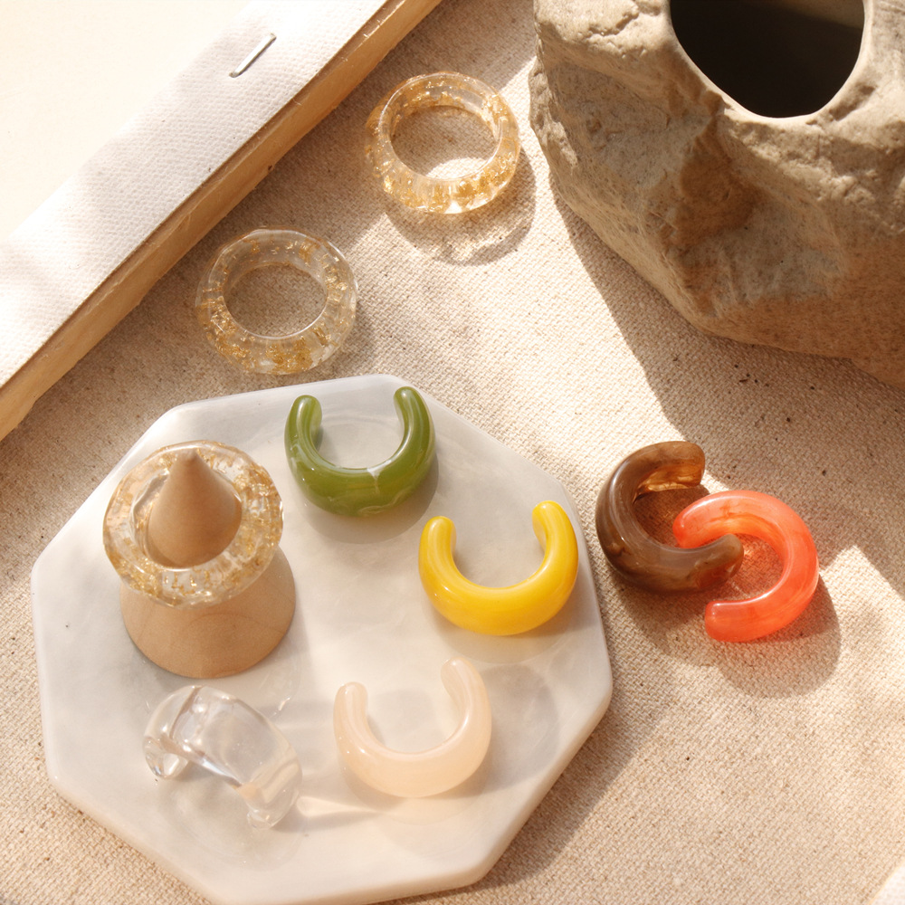Geometric Pattern Simple Style Geometric Resin Women's Rings