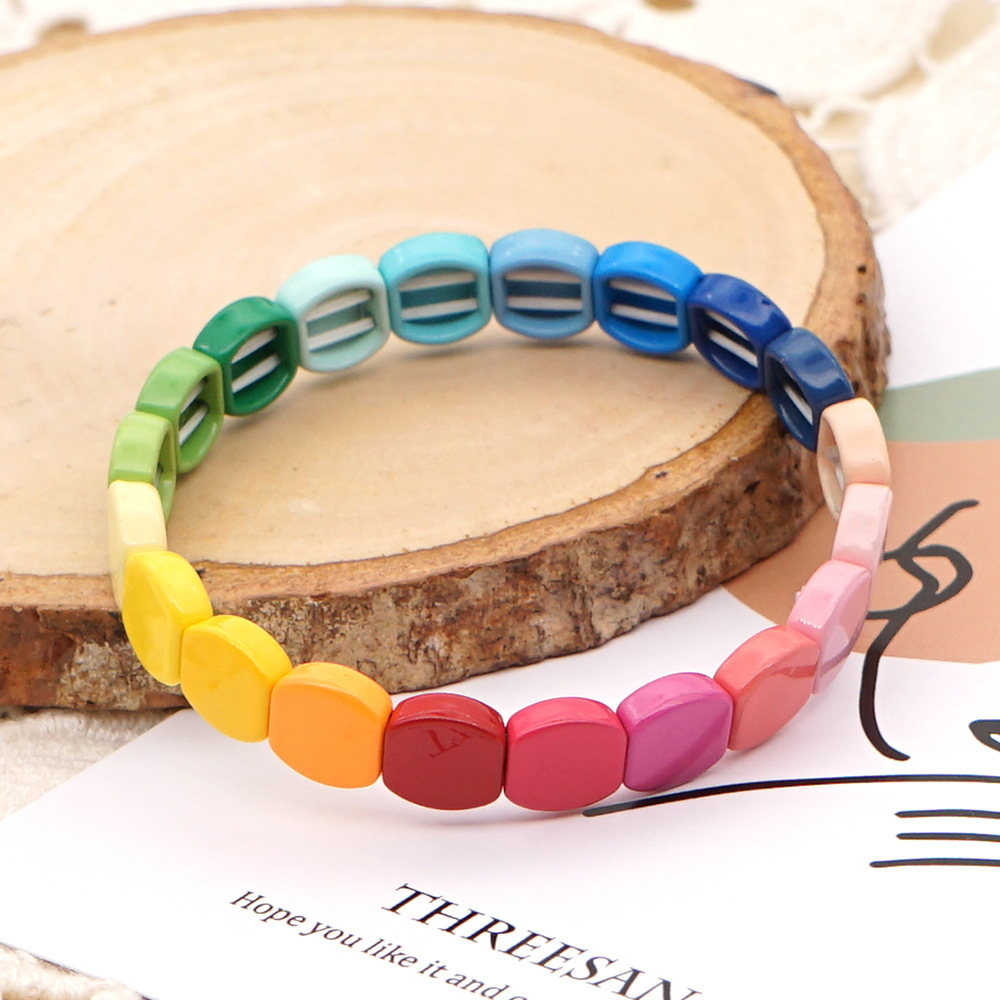 Fashion Couple Rainbow Enamel Alloy Bracelet display picture 2