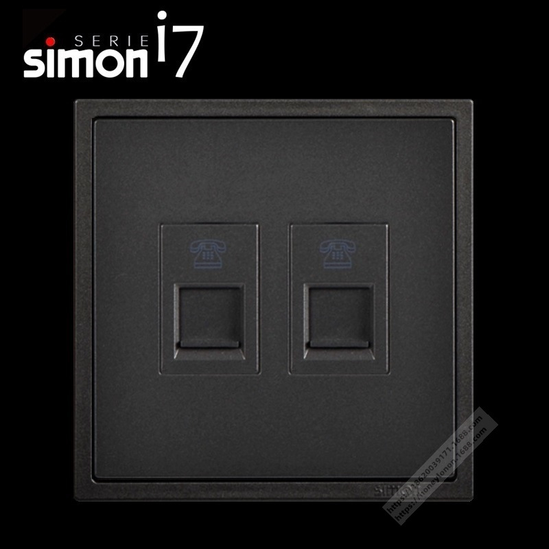 simon/西蒙 i7系列 二位电话插座(荧光灰)(含边框)705224-61