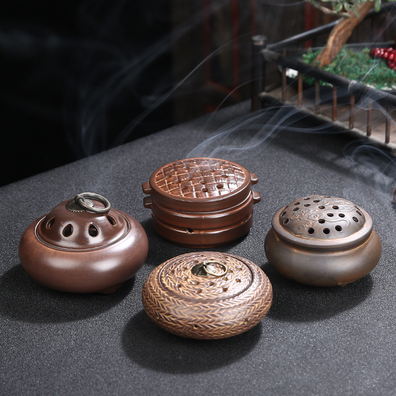 4小时盘香炉 镂空陶瓷仿古香炉摆件 家用室内复古香薰炉 厂家批发|ru