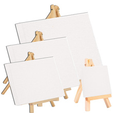 木制迷你画框+画架 儿童彩绘展示画架油画白帆布手绘画布家居摆件