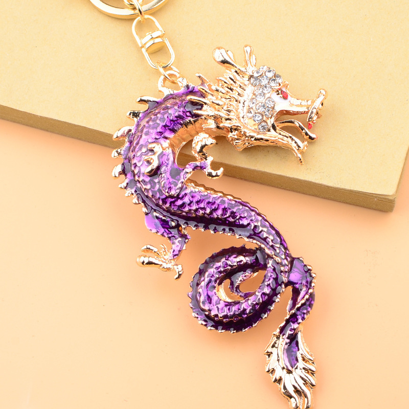 Chinese dragon keychain zinc alloy faucet shape creative totem Golden