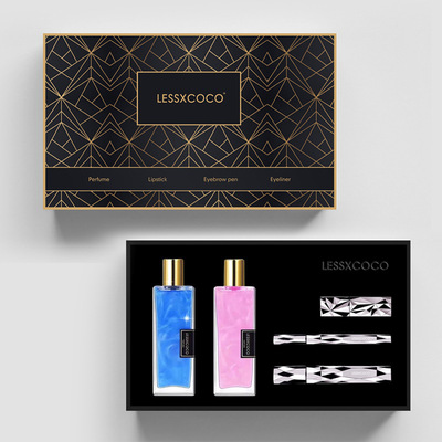 香水彩妆套装 睫毛膏眼线笔口红五件礼盒 女士送礼组合化妆品套盒|ms