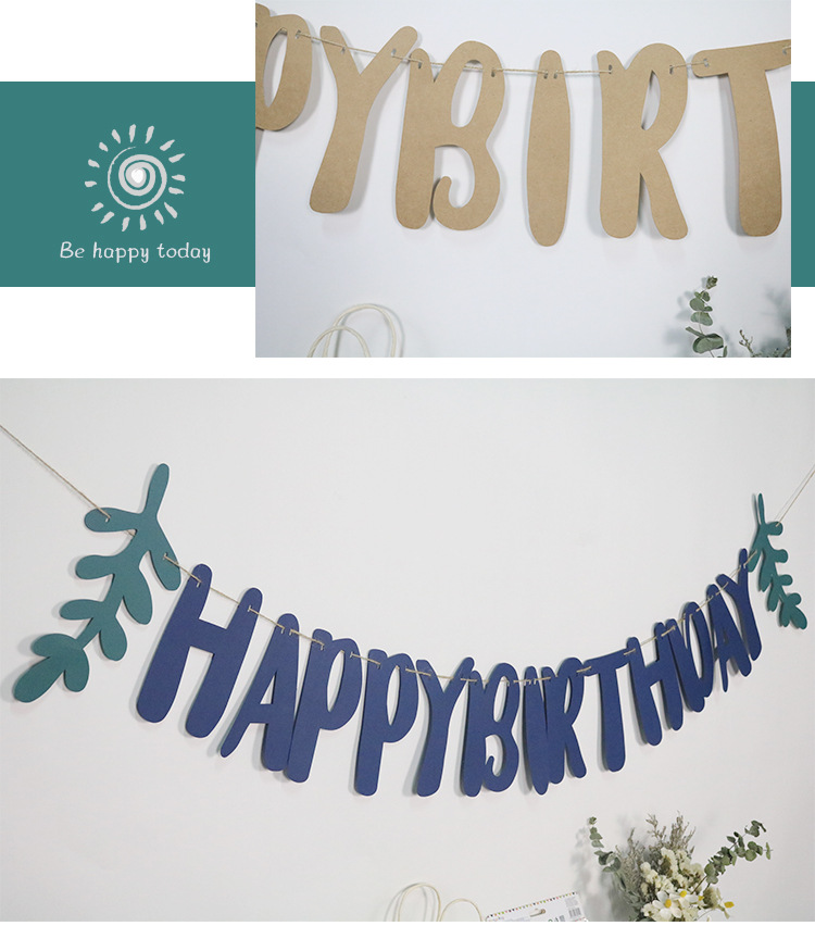 Simple Leaves Pearlescent Paper Letters Birthday Background Layout display picture 7
