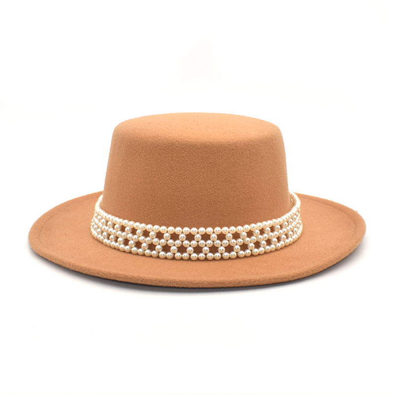 Unisex Fashion Solid Color Flat Eaves Fedora Hat display picture 1