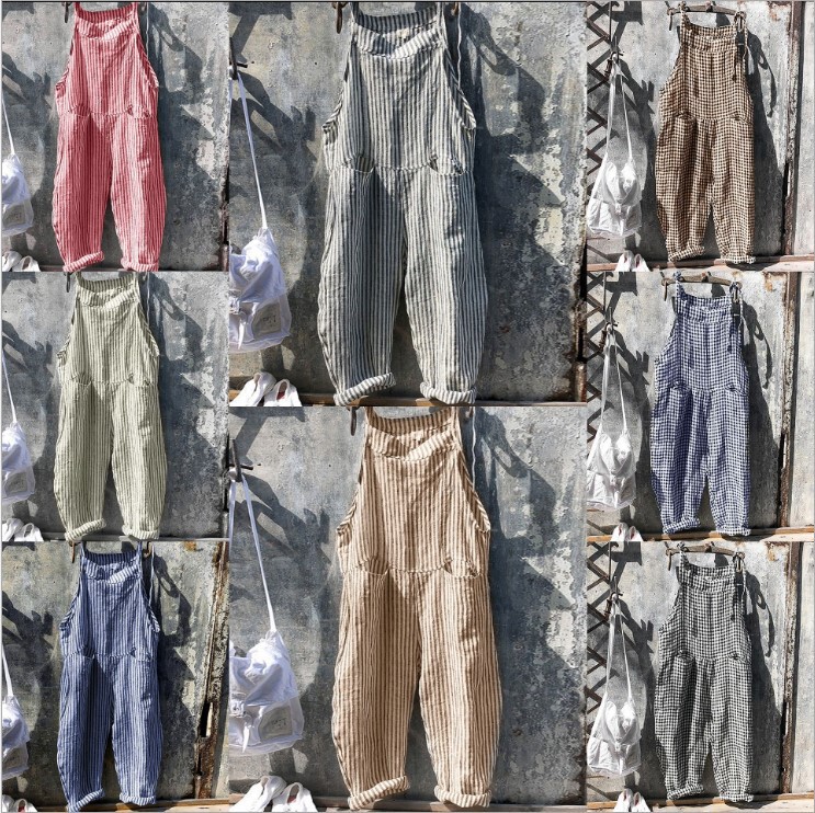 2020 Amazon Independent Station Hot Selling European and American Women's Strap Striped Jumpsuit Wide Leg Pants 2020 Amazon Independent Station Hot Selling European and American Women's Strap Striped Jumpsuit Wide Leg Pants