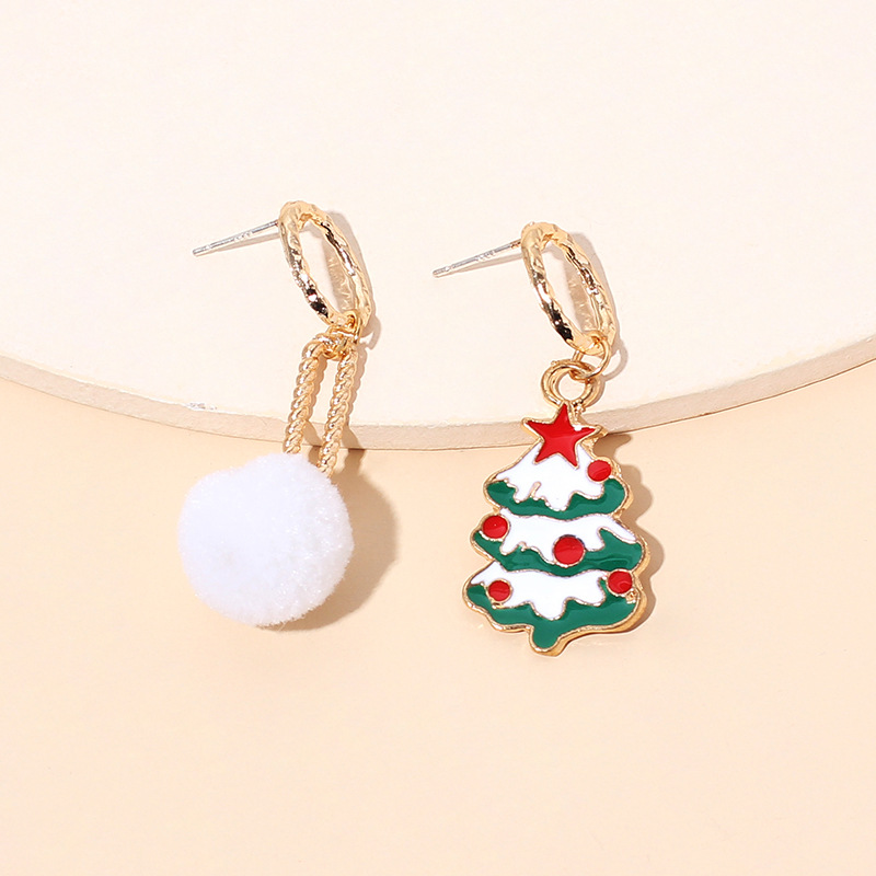 7g Weight Earrings Classification Wedding, Travel, Birthday, Festival Occasion Women'S Gender Fashion Style Asymmetrical Fur Ball Christmas Tassel Retro Earrings 8