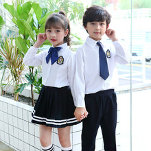 儿童白色长袖衬衣纯棉春秋幼儿合唱服小学生班服学院风初中演出服
