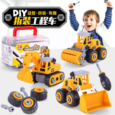 children Disassembly and assembly Engineering vehicles Nut Toy car suit Removable boy crane Hook machine transport automobile wholesale