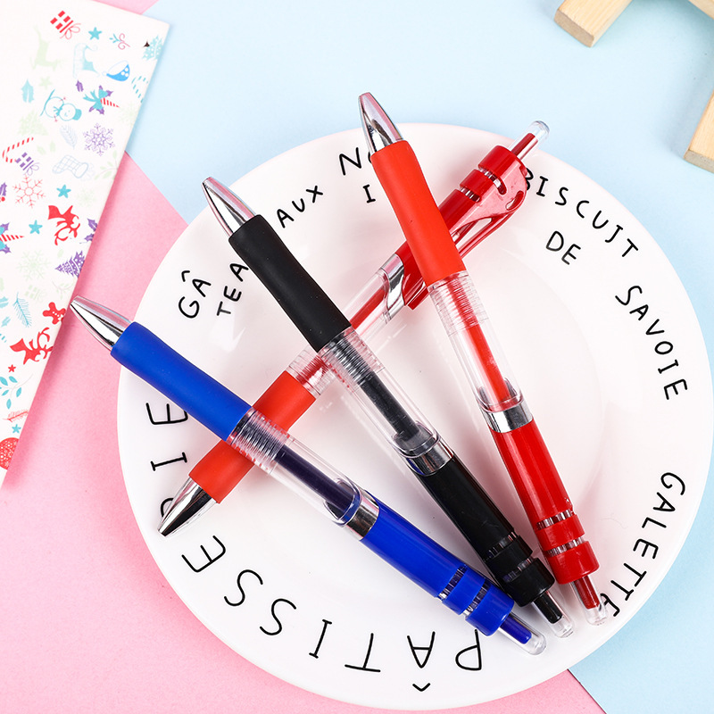 Office Supplies Press Gel Pen Student Stationery Ball Pen Carbon Black Blue Red School Supplies Large Capacity Signature Pen display picture 1