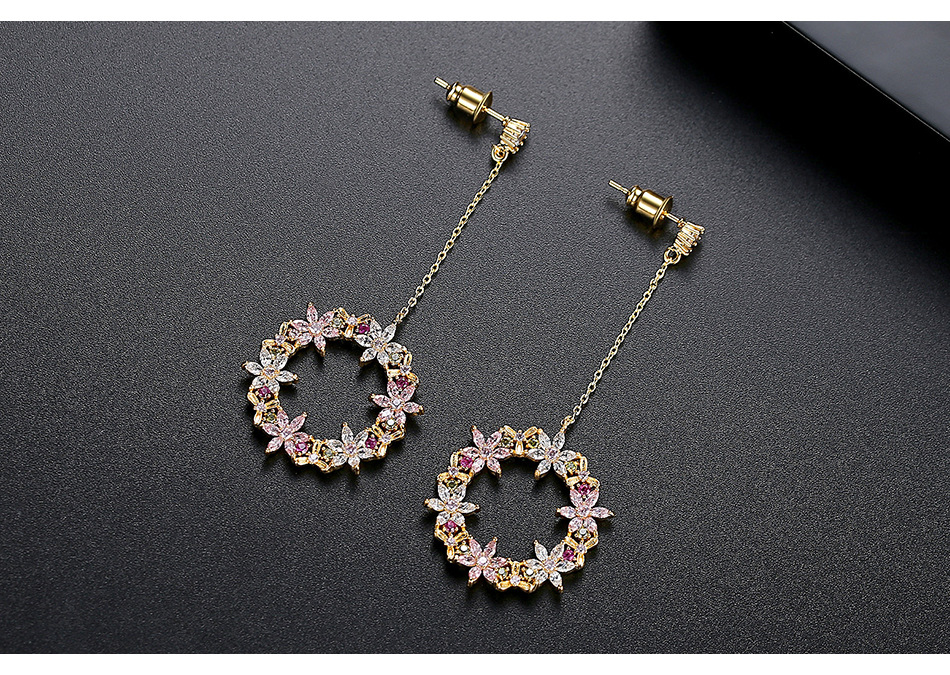 Jinse Qingzhi Boucles D'oreilles Mode Coréenne Simple Nouveau Zircon Boucles D'oreilles Doux Gland Plaqué Or Oreille Anneaux display picture 4