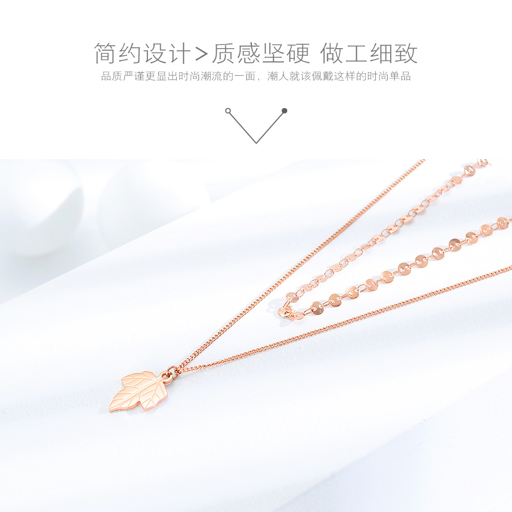 New Fashion Double Stainless Steel Maple Leaf Pendant Necklace Wholesale display picture 3