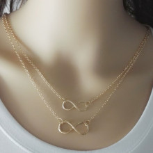 欧美跨境外贸简约合金幸运8字双层短款项链女数字吊坠颈链饰品