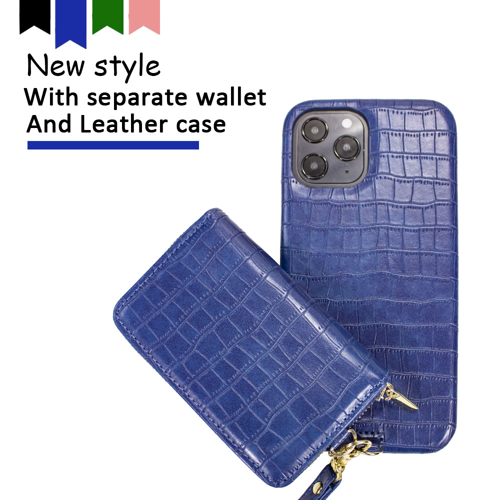 2-in-1-XR-Split-Body-Leder mit Krokodildruck, geeignet für iPhone 12 ProMax diagonale Cross-Handyhülle_voghion.com