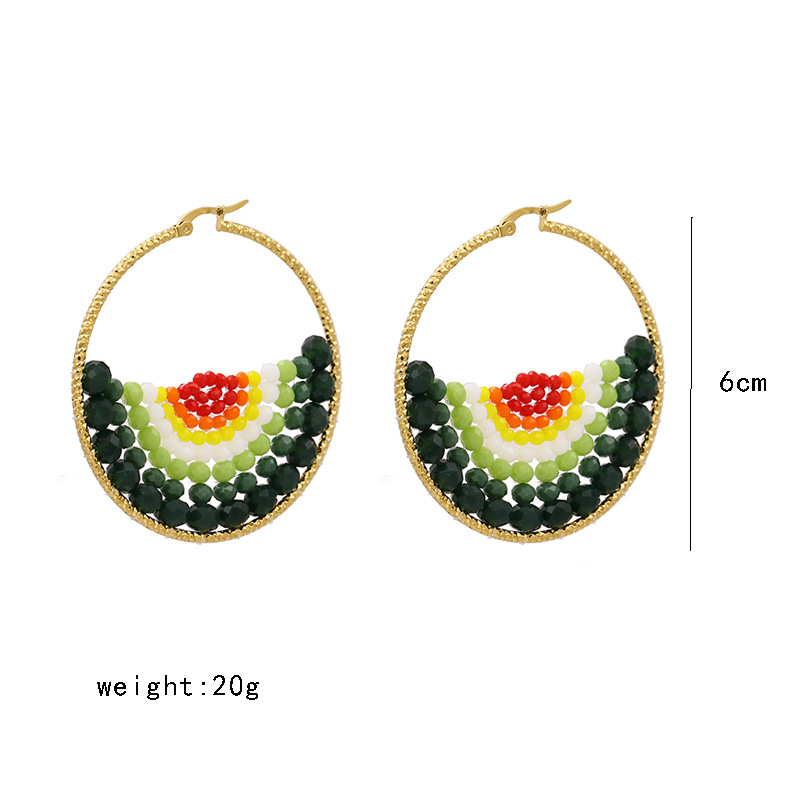 New Fashion Bohemian Bead Earrings Beaded Wrapped Color Stud Earrings For Women Wholesale display picture 13