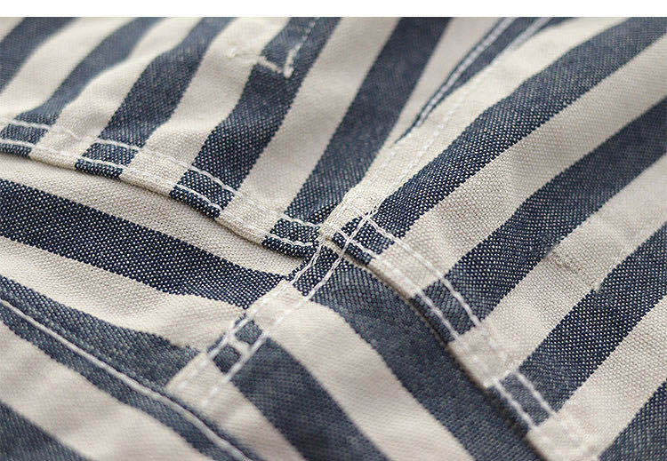 Amey's men's shorts were worn in slim shorts and retro navy blue and white canvas striped five-point trousers 18 undefined