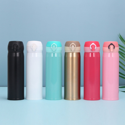 新款弹跳盖不锈钢保温杯真空杯双层杯车载礼品杯子批发定制印LOGO