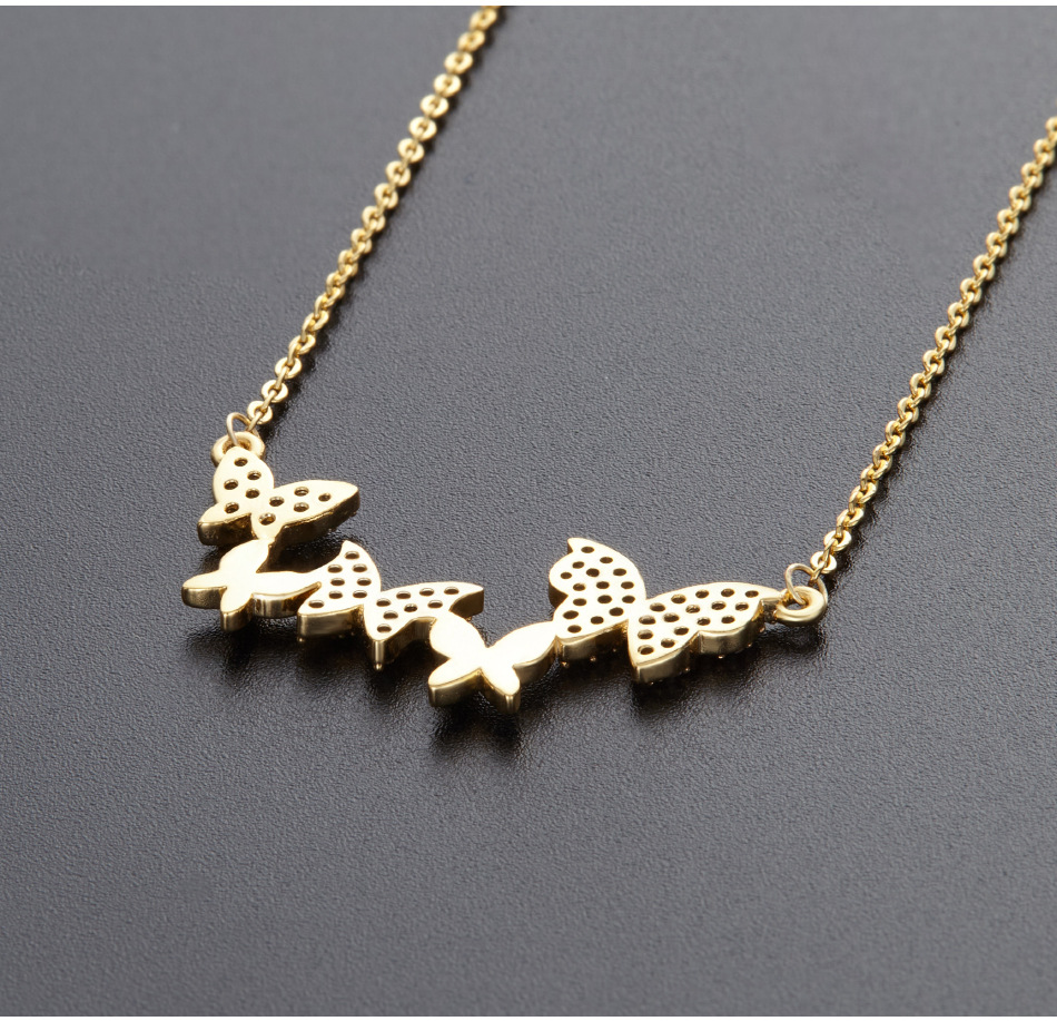 Butterfly Necklace Gold Zircon Collarbone Necklace