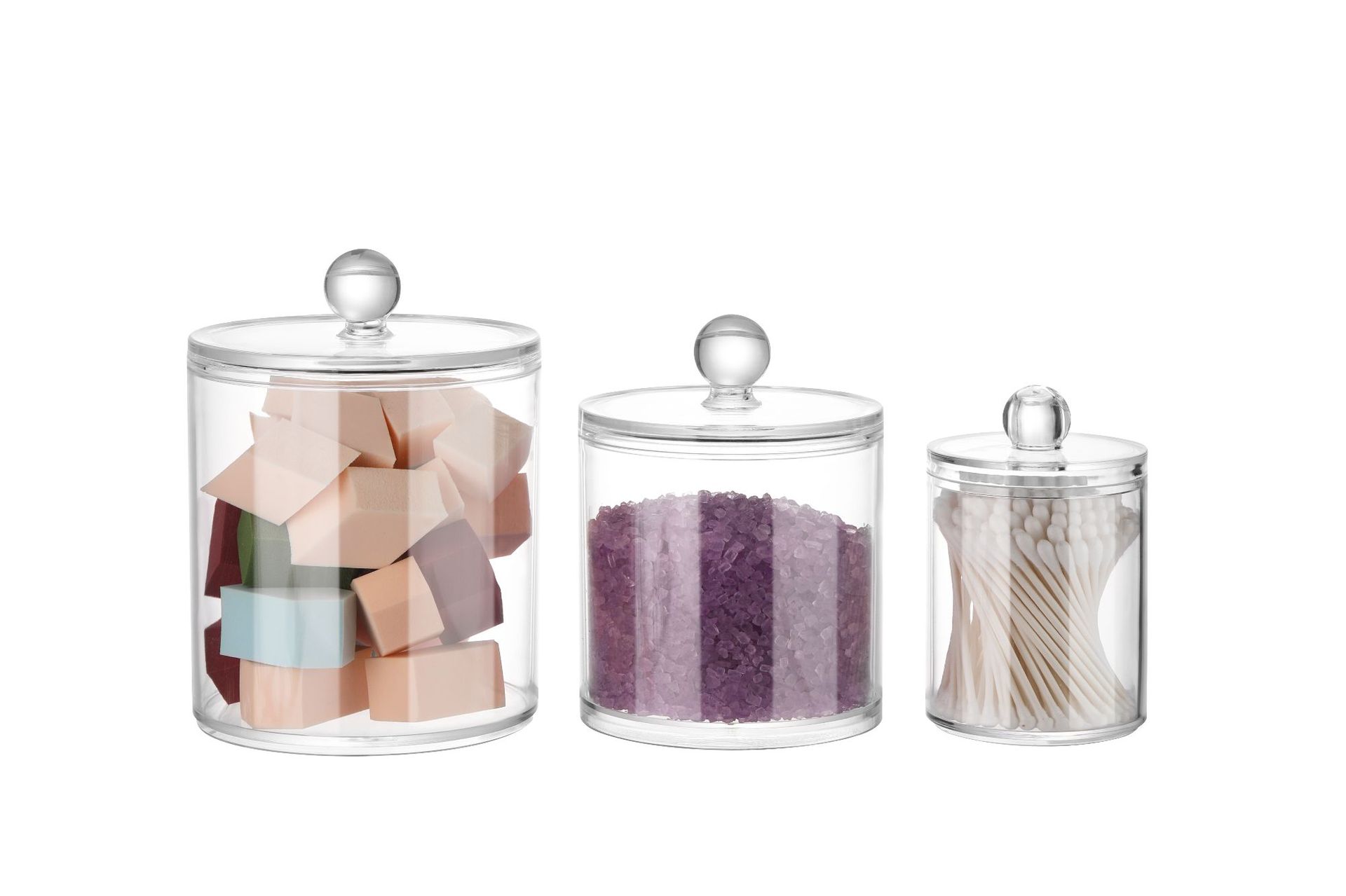 Caja de bastoncillo de algodón transparente tanque de almacenamiento caja de almacenamiento de baño algodón bola de algodón caja de polvo de almacenamiento de sal