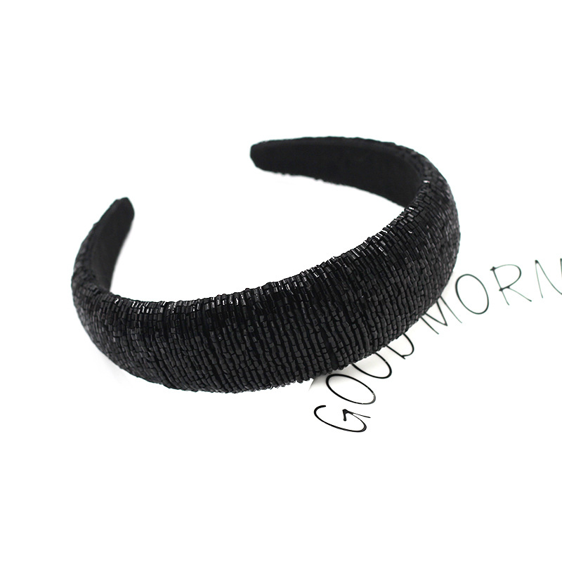 Fashion High-end Sponge  Simple Broad-sided Fashion Handmade Beaded Headband display picture 3