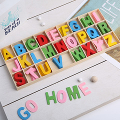 外貿木質彩色英文字母 DIY盒裝積木 亞馬遜創意兒童早教益智玩具
