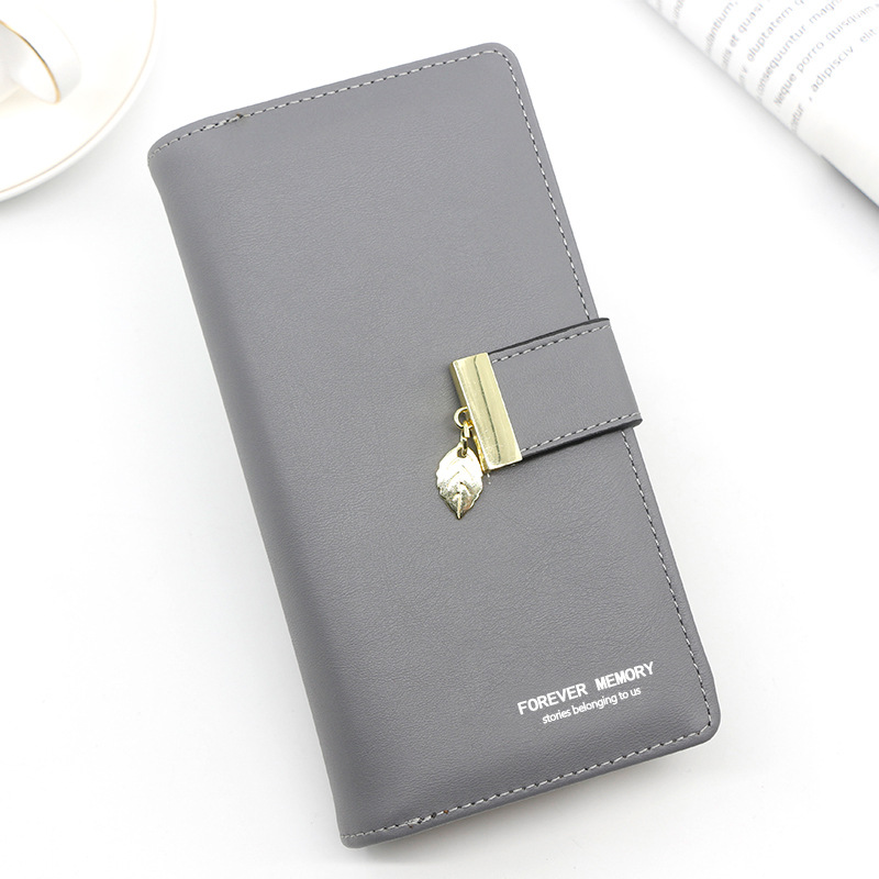 Nueva hoja de estilo coreano hueco de salida de cremallera larga cartera monedero de mujer bolso de teléfono móvil monedero de embrague de mujer