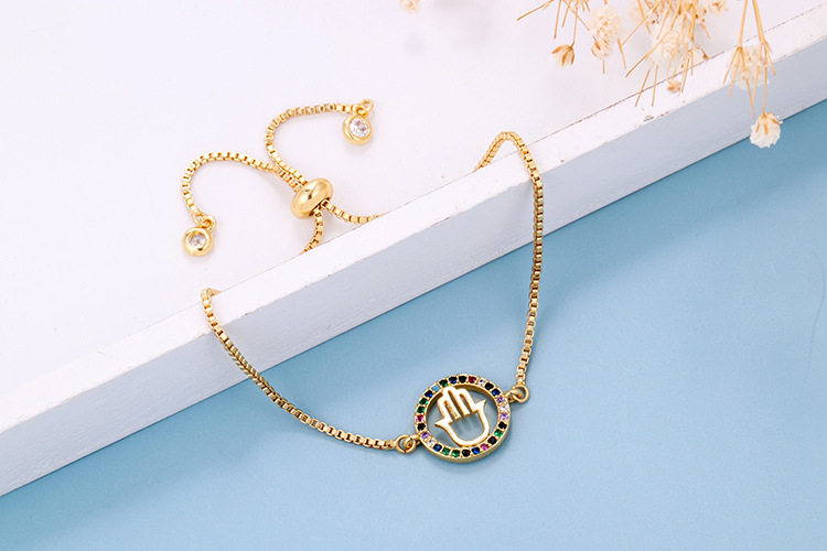 10g Weight Bracelets Classification Anniversary, Business, Travel Occasion Copper Material Geometric Pattern Women'S Gender Fashion Style Fashion Rainbow Zircon Geometric Pull-out Bracelet 22