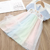 Hanfu, children's skirt, dress, 2020, Chinese style, wholesale, with short sleeve, V-neckline, with embroidery