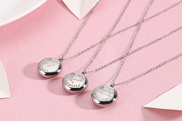 Necklace Classification Simple Twelve Constellation Titanium Steel Diamond Short Necklace Wholesale Nihaojewelry