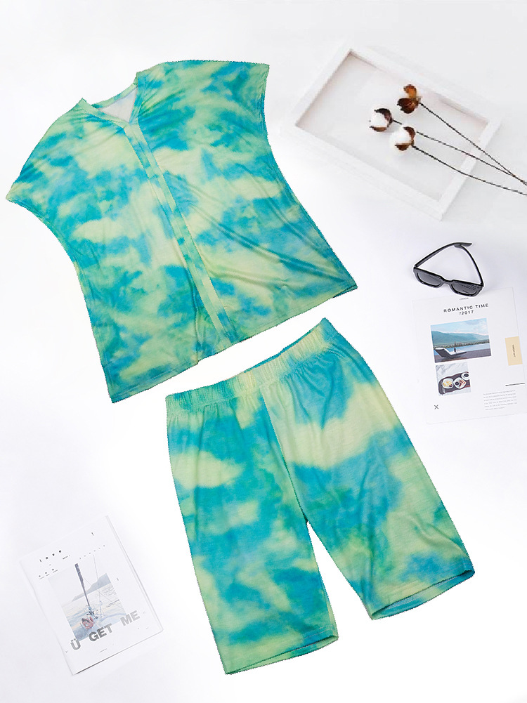 tie-dye home service top & pants two-piece set Nihaostyles wholesale clothing vendor NSMDJ75049