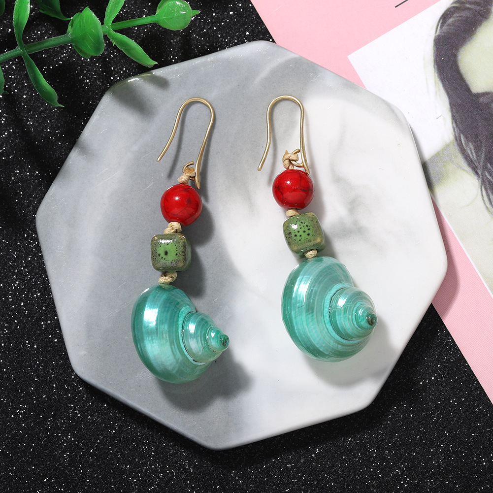 Za Même Produit Sur Site Officiel Conque Pierre Perle Boucles D'oreilles Européen Et Américain Personnalité De La Mode Populaire Vacances Style Boucles D'oreilles display picture 9