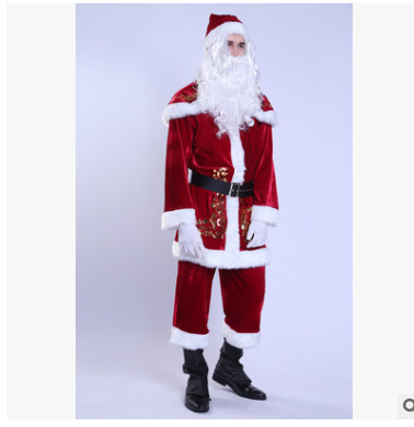 Ropa de Navidad de manga larga europea y americana nueva ropa de Santa Claus engrosada ropa de rendimiento de fiesta para adultos